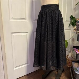 Cut-out Black Maxi A-Line Skirt